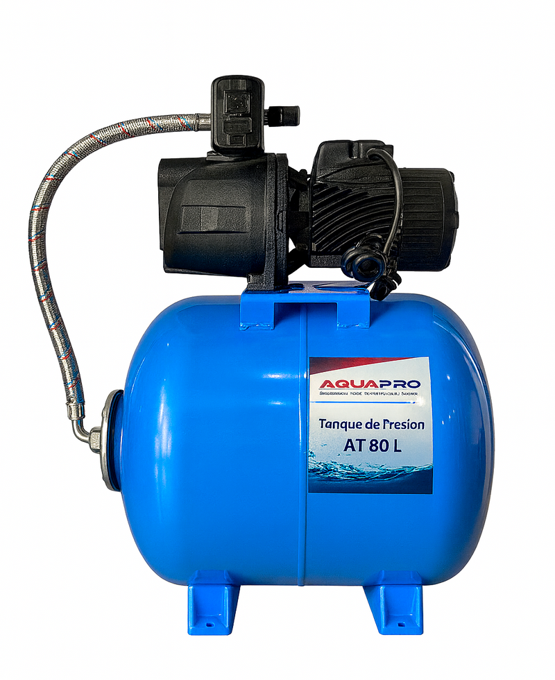 Equipo Hidroneumático con Bomba tipo Jet 0.75 Hp y Tanque Hidroneumático de 80 Litros, Aquapro