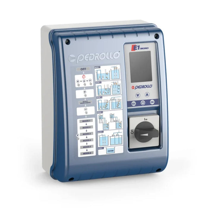 Controlador Electrónico Modelo E1-E2 Trifásico de 16 a 25 Amperios, Pedrollo