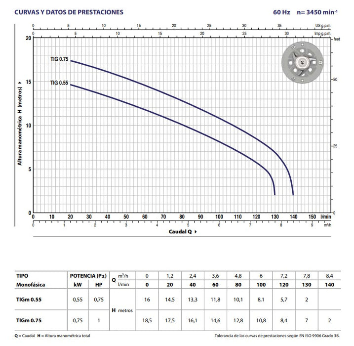 Bomba de Agua Eyectora para Drenaje Inoxidable Modelo TIG de 1 Hp, Pedrollo