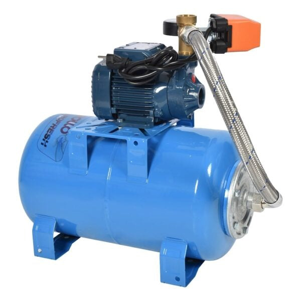 Equipo Hidroneumático con Bomba Periférica PKM60 de 1 a 2 Hp con Tanque Hidroneumático Horizontal de 24 Litros, Pedrollo