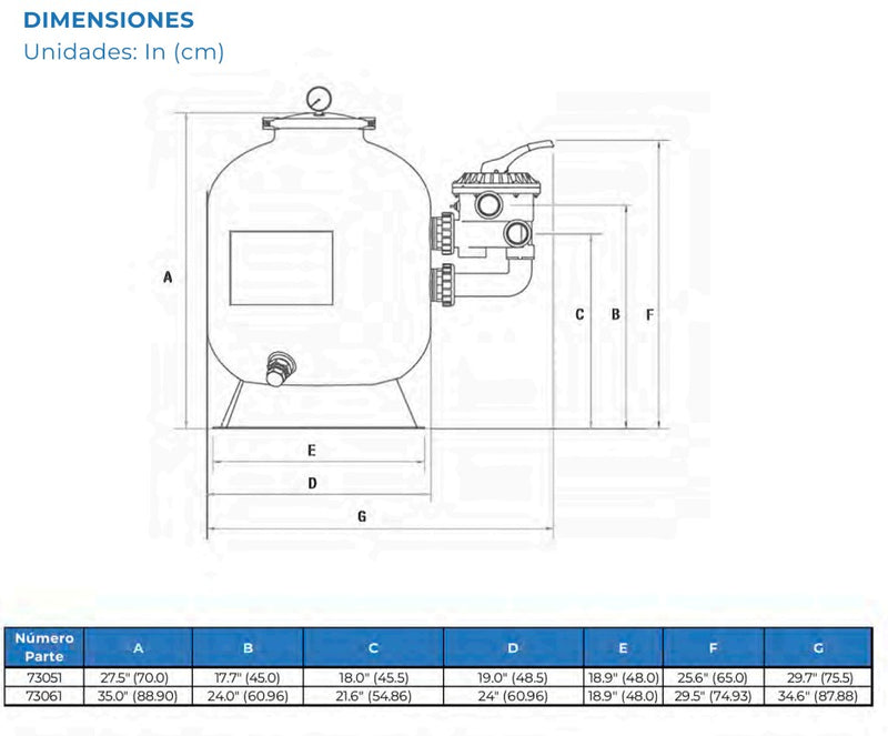 Filtro de Arena para Piscina de 42 a 74 GPM, Aguapro