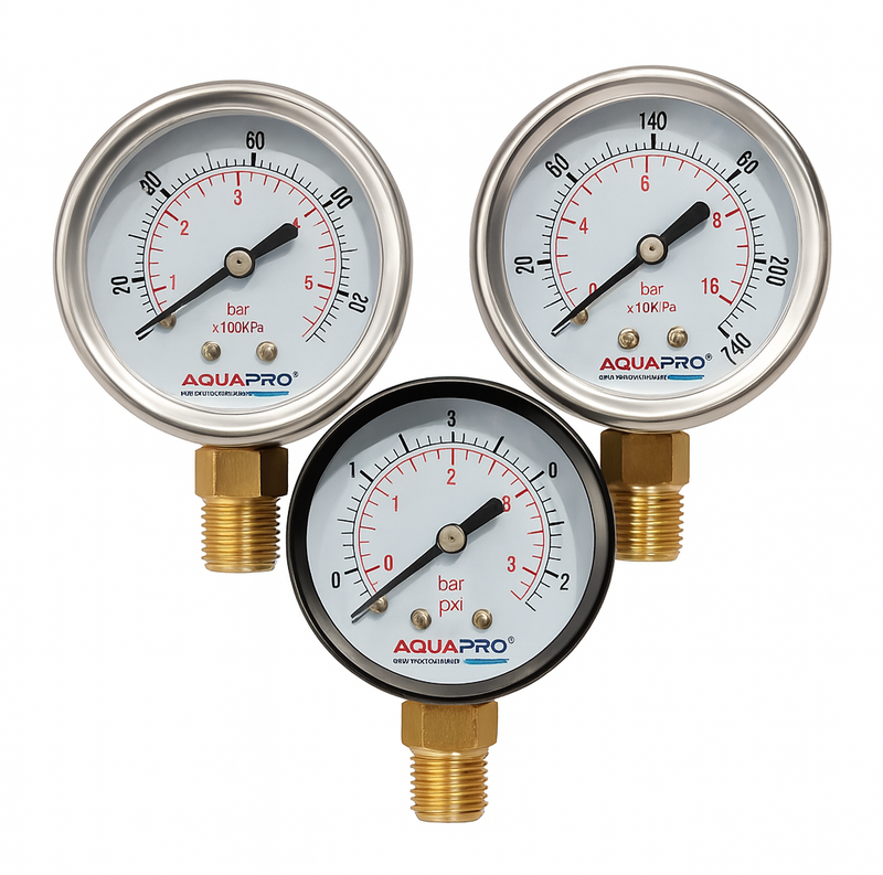 Manómetro Sencillo o Amortiguado de 0-240 Psi, Aquapro