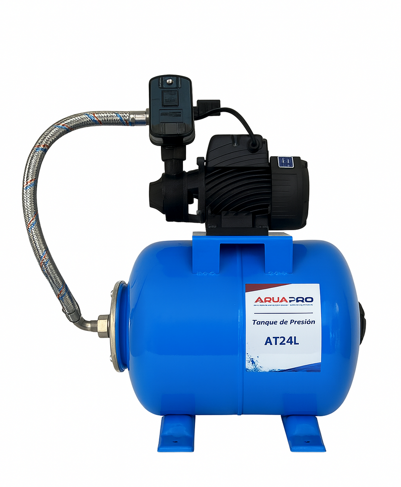 Equipo Hidroneumático con Bomba Periférica de 0.5 Hp y Tanque Hidroneumático de 24 Litros, Aquapro