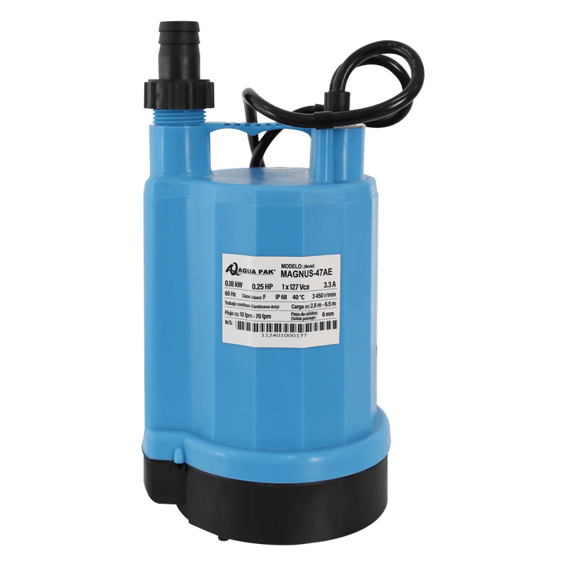 Bomba de Agua Eyectora de Achique Modelo MAGNUS de 1/4 Hp, Aqua pak