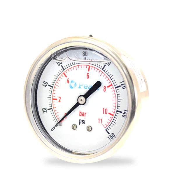 Manómetro en Glicerina con Conexión Lateral de 0-100 a 0-300 Psi, Pearl
